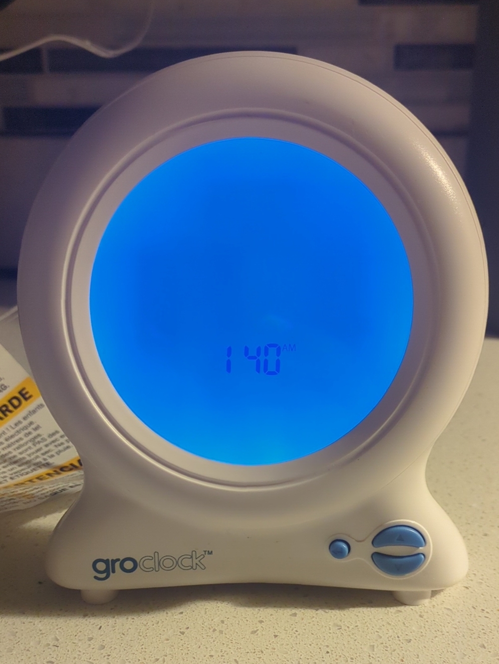 Groclock Kids Sleep Trainer Alarm Clock - White with Blue Display